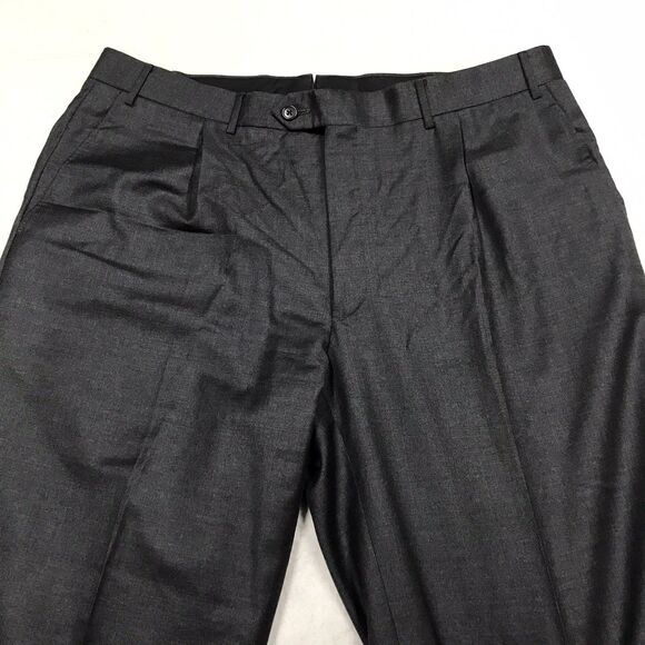 CORNELIANI Forro Pants Men Black 54(36x32) 100% Pure Virgin Wool Cuffed Dress - Picture 3 of 15